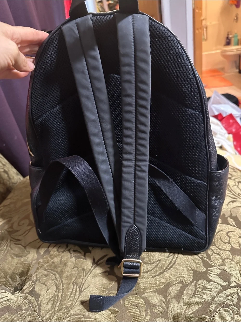 Coach Black Pebbled Leather Backpack with Gold Hardware